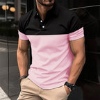 Herren Kurzarm-Polohemd mit kontrastierenden Farbblöcken und modernem Schnitt R&B