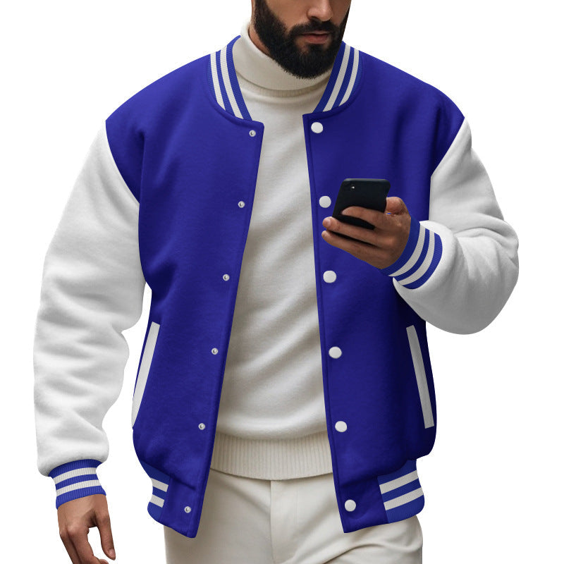 Herren nan CollegR&BasR&Balljacke im Varsity-Stil mit Rippbündchen und Druckknopfleiste R&B