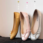Damen Ballerinas aus satinierter Struktur mit dekorativem Schleifendetail R&B