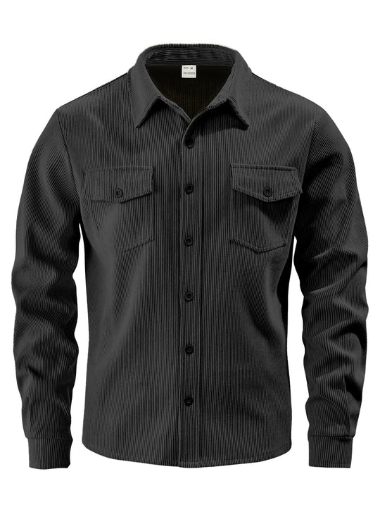 Herren nan Cordjacke im klassischen Arbeiterjacken-Schnitt mit Druckknöpfen und Brusttaschen R&B
