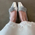 Damen Slingback-Pumps mit funkelnden Zier-Elementen und modischem Blockabsatz