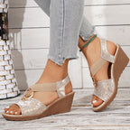 Damen Wedge-Sandalen mit floralem Design und komfortablem Riemendesign R&B