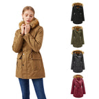 Damen warme Outdoor-Parka mit abnehmbarer Kapuze und luxuriösem Kunstfell