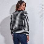 Damen Pullover mit modernem Wellenmuster und lässigem Schnitt R&B