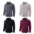 Herren Strickpullover mit hohem Kragen und Knopfverschluss R&B