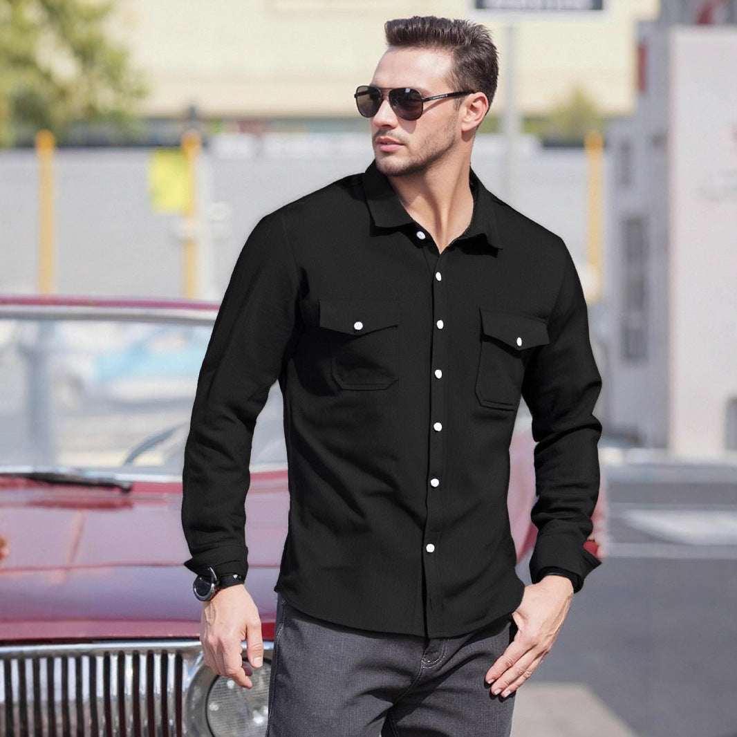 Herren Lässiges Langarmhemd mit praktischen Brusttaschen und modernem Schnitt R&B