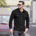 Herren Lässiges Langarmhemd mit praktischen Brusttaschen und modernem Schnitt R&B