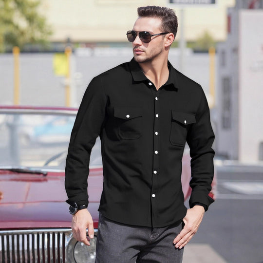 Herren Lässiges Langarmhemd mit praktischen Brusttaschen und modernem Schnitt R&B