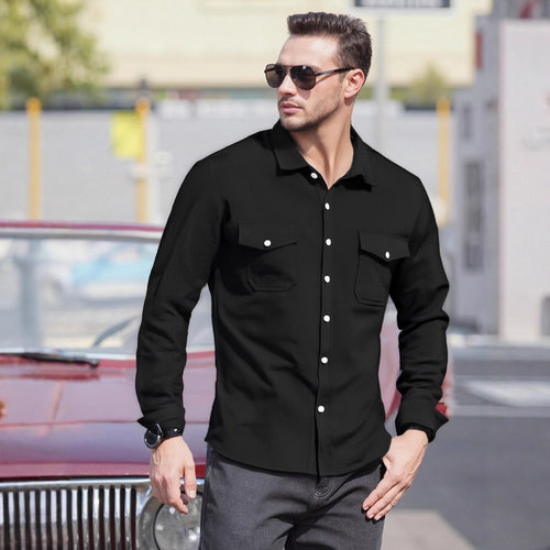 Herren Lässiges Langarmhemd mit praktischen Brusttaschen und modernem Schnitt R&B
