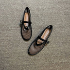 Damen Ballerina-Schuhe mit Netzdesign und verstellbarem Riemen R&B