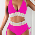 Damen Bikini-Set mit doppeltem Oberteil und verstellbaren Ruffy-Bindungen R&B