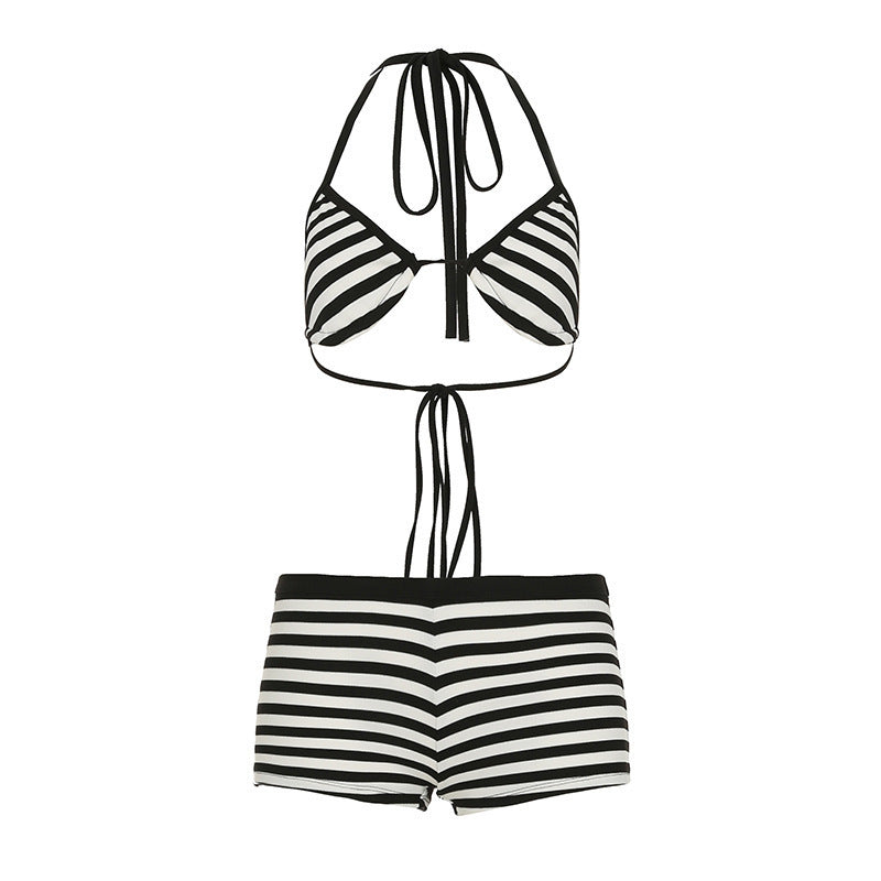 Damen trendiges Bikini-Set mit tieferem Ausschnitt und verstellbaren Trägern R&B