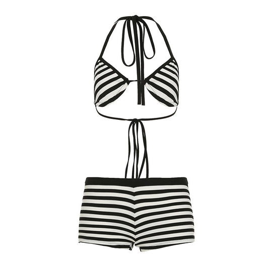 Damen trendiges Bikini-Set mit tieferem Ausschnitt und verstellbaren Trägern R&B