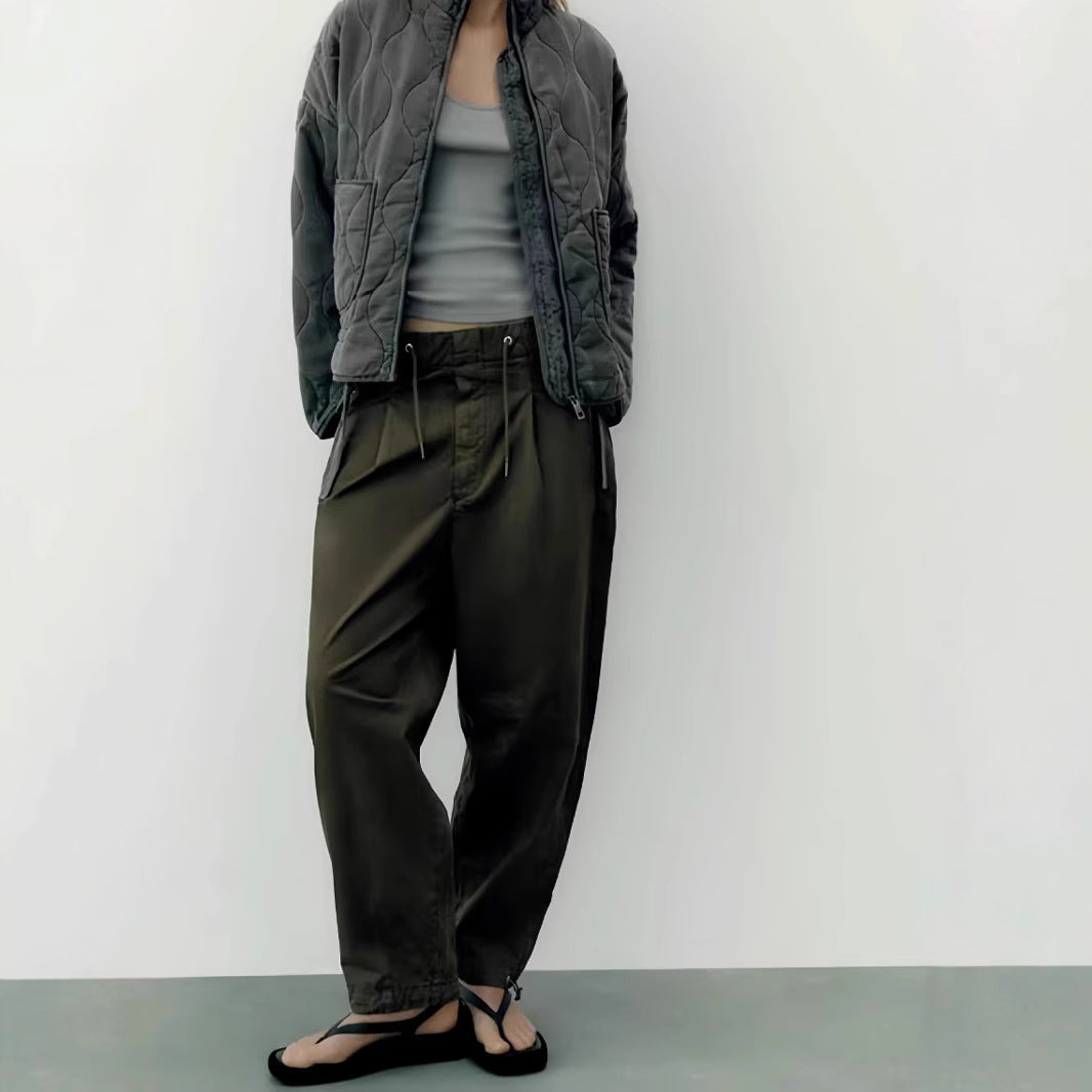 Damen gesteppte Utility-Jacke mit praktischen Taschen und hohem Kragen R&B