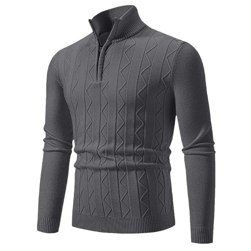 Herren eleganter Rollkragenpullover mit Zopfmuster und hohem Kragen R&B