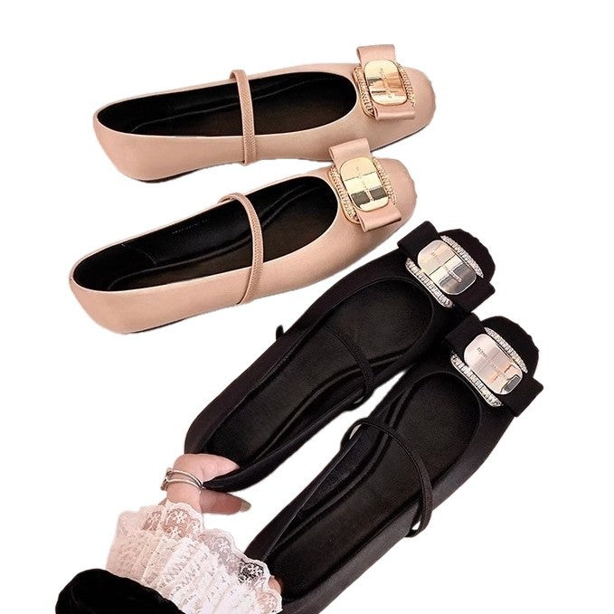 Damen elegante Ballerinas mit dekorativem Schnallenakzent