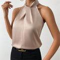 R&B | Damen Knoten Hals Stil Top Seide