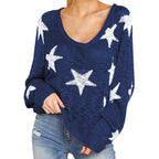 Damen stylischer Strickpullover mit Sternenmotiv R&B
