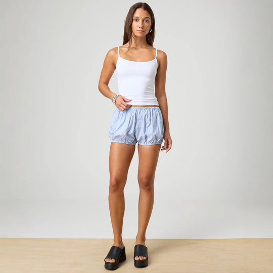 Damen entspannte Shorty-Pyjama-Set mit zartem Streifenmuster R&B