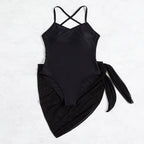 Damen Einteiler Badeanzug mit elegantem Wickelrock