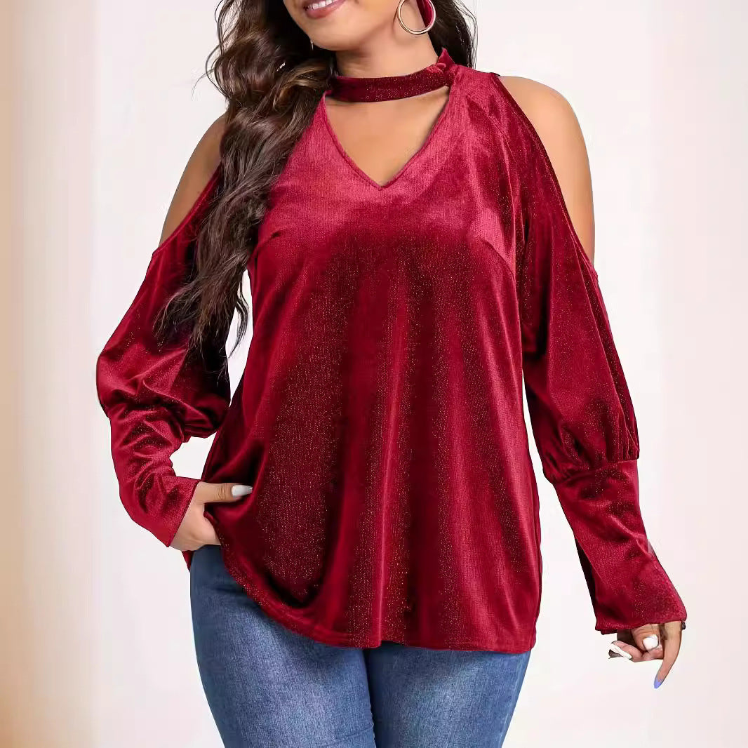 Damen Elegantes und glitzerndes Oberteil mit kalten Schultern R&B