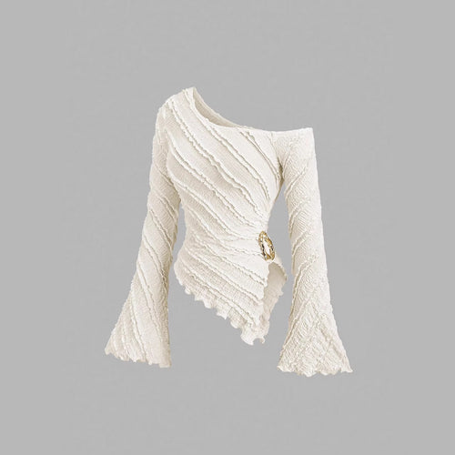 Damen asymmetrisches Oberteil mit strukturiertem Design und Wickelverschluss R&B