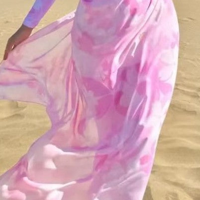 Damen Strandkleid mit Reißverschluss und langen Ärmeln R&B