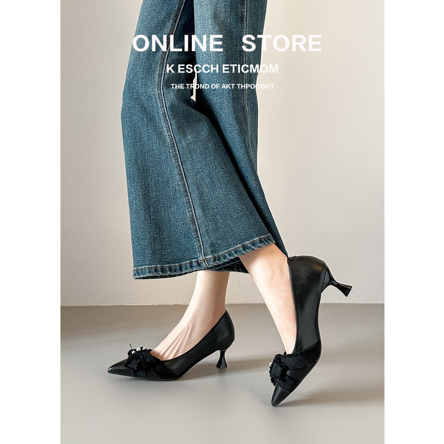 Damen elegante Pumps mit verspieltem Schleifendetail