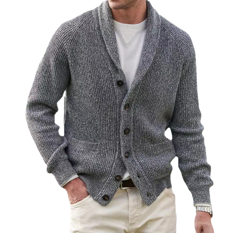 Herren Strickjacke mit trendigem Grobstrickmuster und praktischen Taschen R&B