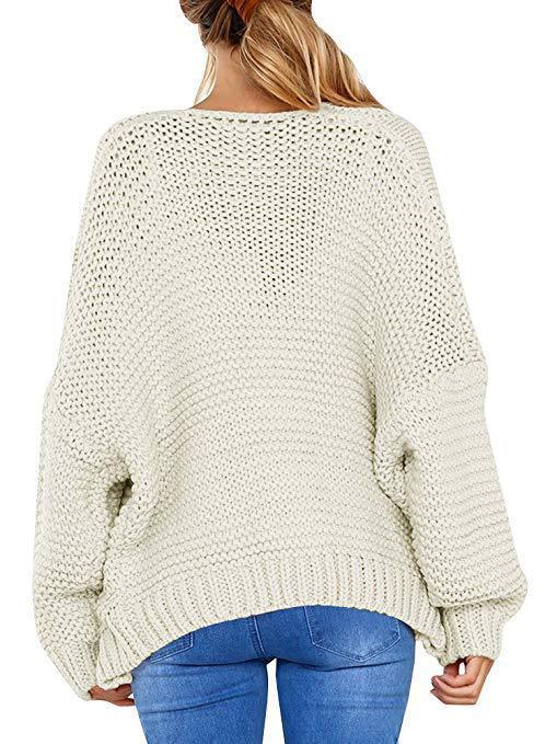 Damen Grobstrickjacke mit lässigem Schnitt und voluminösen Ärmeln R&B