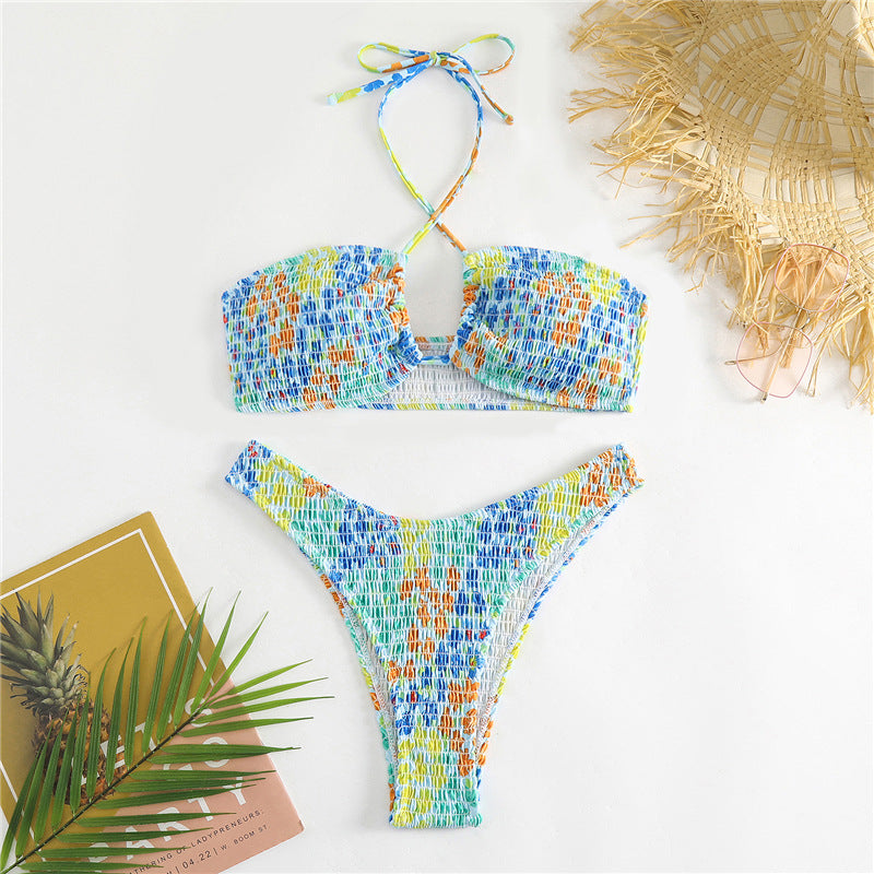 Damen Bikini-Set mit fröhlichem Wickeldesign und elastischem Bund R&B
