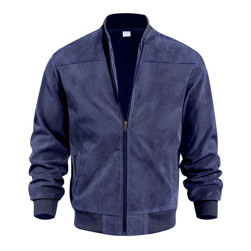 Herren Bomberjacke mit weichem Wildleder-Design und elastischen Bündchen R&B