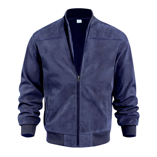 Herren Bomberjacke mit weichem Wildleder-Design und elastischen Bündchen R&B