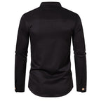 Herren Stehkragen-Hemd mit eleganten Knopfdetails