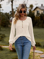 Damen Langarmshirt mit strukturiertem Design und Knopfdetails R&B