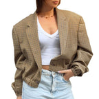 Damen Karierte Oversized-Blazerjacke im lässigen Schnitt R&B