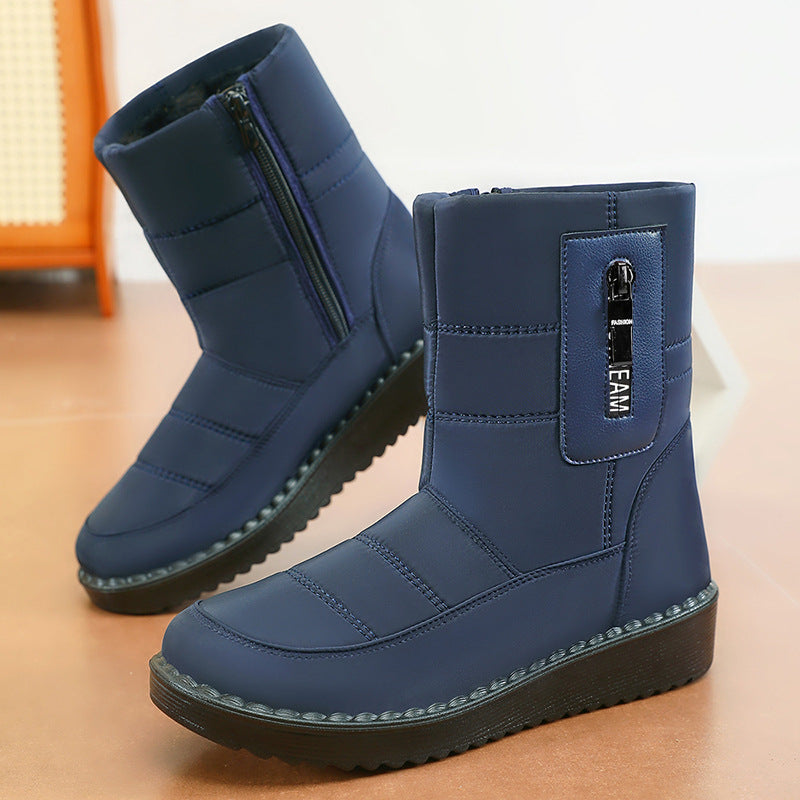 Damen Gefütterte Winterstiefel mit rutschfester Sohle und modischem Reißverschluss