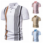 Herren Poloshirt mit modernen Streifen und atmungsaktiven Eigenschaften