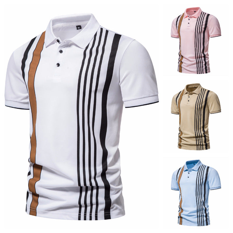 Herren Poloshirt mit modernen Streifen und atmungsaktiven Eigenschaften