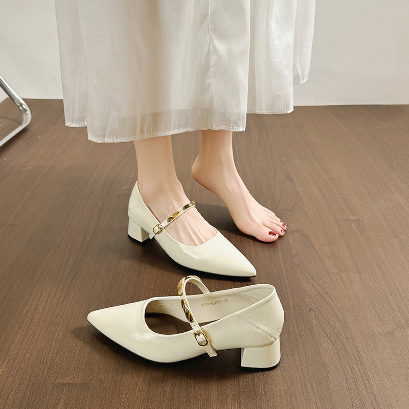 Damen Elegante Pumps mit modischem Riemen und komfortablem Blockabsatz R&B