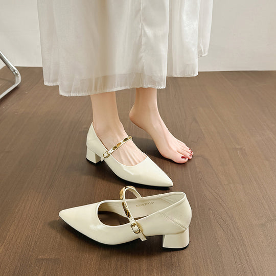 Damen Elegante Pumps mit modischem Riemen und komfortablem Blockabsatz R&B