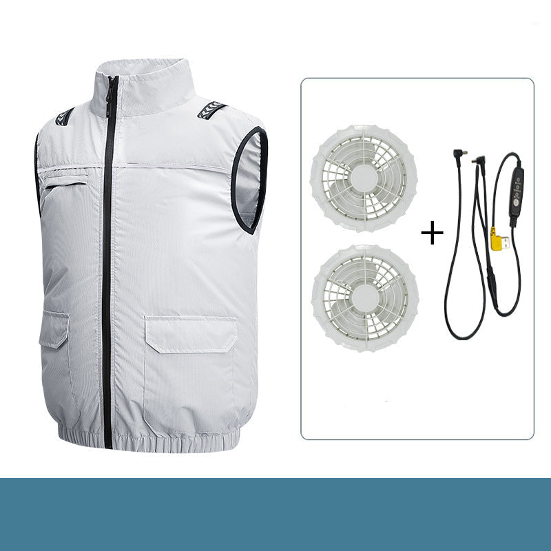 Unisex nan leichte kühlende Arbeitsweste mit integrierten Ventilatoren und externem Akku R&B