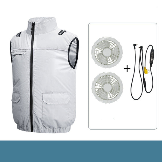 Unisex nan leichte kühlende Arbeitsweste mit integrierten Ventilatoren und externem Akku R&B