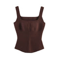 Damen tailliertes Camisole-Top mit quadratischem Ausschnitt und elastischem Material R&B