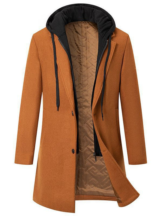 Damen eleganter Mantel mit abnehmbarer Kapuze und Fleece-Futter R&B