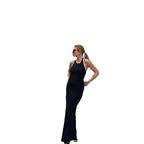 Damen Elegantes Maxikleid mit tiefem V-Ausschnitt und seitlichem Schlitz R&B