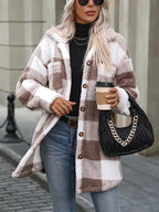 Damen Oversized Karofleecejacke R&B