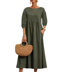 Damen Freizeitmaxikleid mit luftigen Ärmeln und seitlichen Taschen R&B