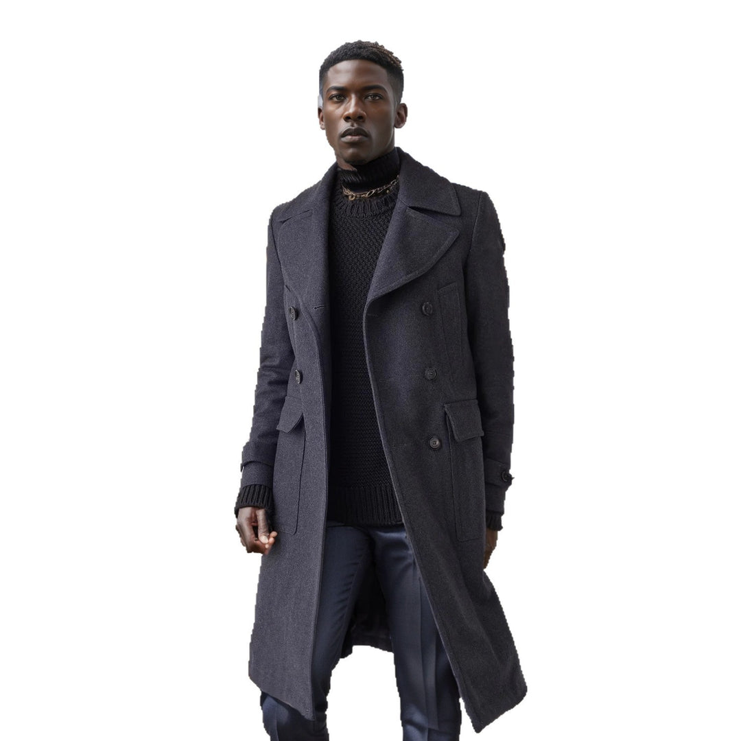 Herren eleganter Doppelt-Mantel mit praktischen Taschen und hochwertigem Futter R&B