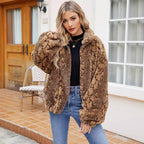Damen Kuschelige Kunstpelzjacke im Schlangenlook R&B